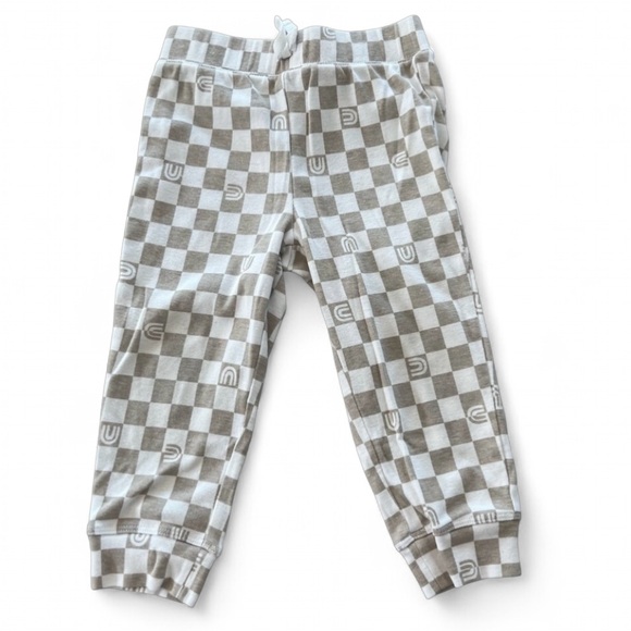JUMPING BEANS Checkerboard Jogger Pants, Khaki & White, 24m - Picture 1 of 7